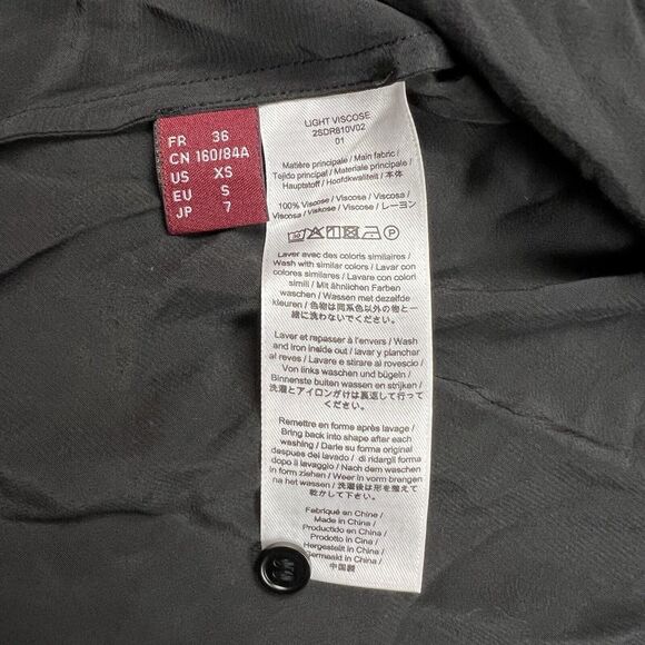 COMPTOIR DES COTONNIERS Dress Button Down V-Neck Black Classic Staple US XS - Picture 3 of 9